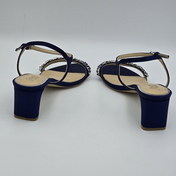 Jewel Badgley Mischka Dagny Strappy Low Block Heel Sandals, Navy Blue, Women 9.5 - Picture 8 of 16